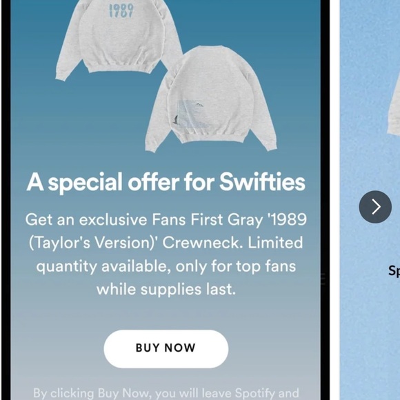 Spotify Fans First Gray '1989 (Taylor's Version)' Crewneck, Heather gray - Picture 7 of 8